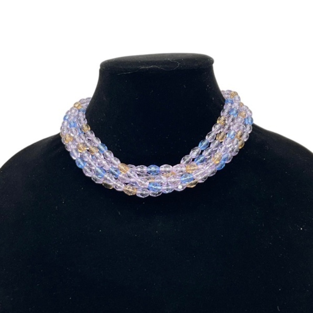 Signed Faceted Glass Multistrand Necklace